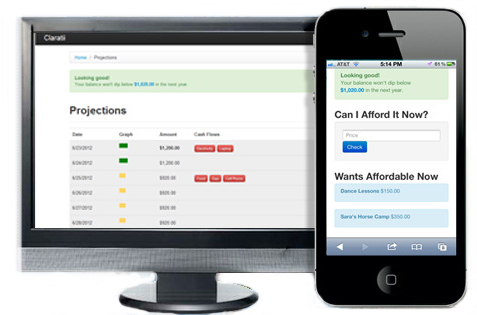 Claratii screenshots - mobile friendly - free personal finance software - online personal finance software