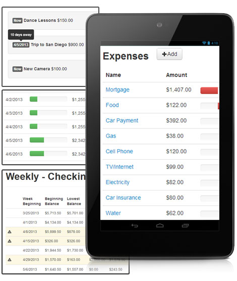 claratii screenshots on nexus 7, ipad, web screenshots, free personal financial software